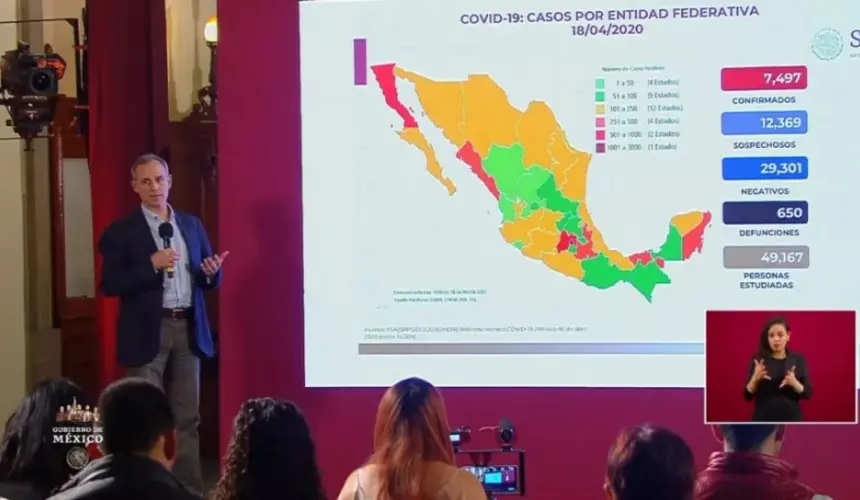 Hay 7,497 casos de coronavirus en México y 650 defunciones