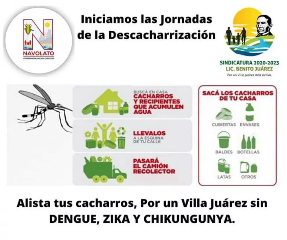 Inician jornadas de descacharrización en Villa Juárez