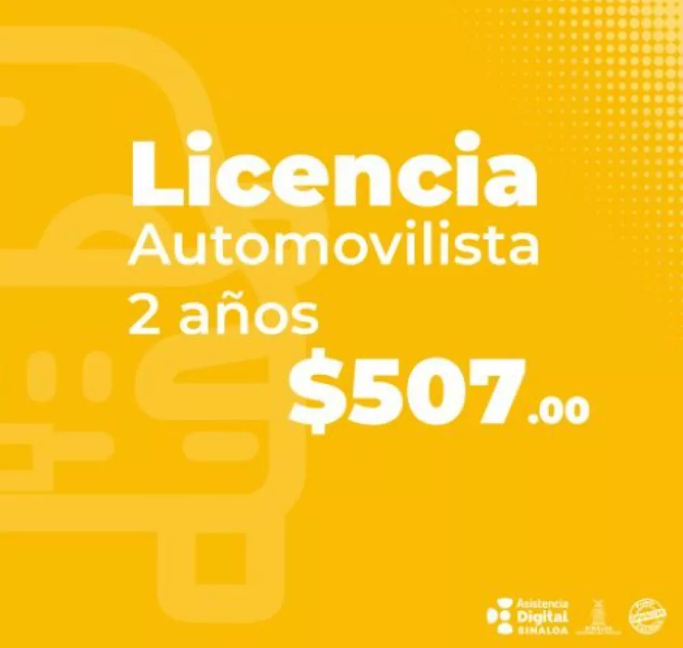 ¿Qué costo tiene una licencia de conducir en Sinaloa?
