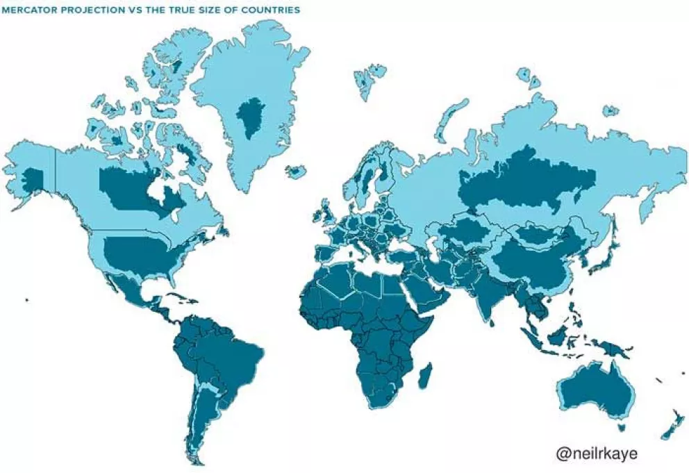 Este es el tamaño real de cada país en el mundo