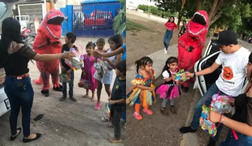 Grupo de Jóvenes Voluntarios reparte dulces a niños en Villa Juárez