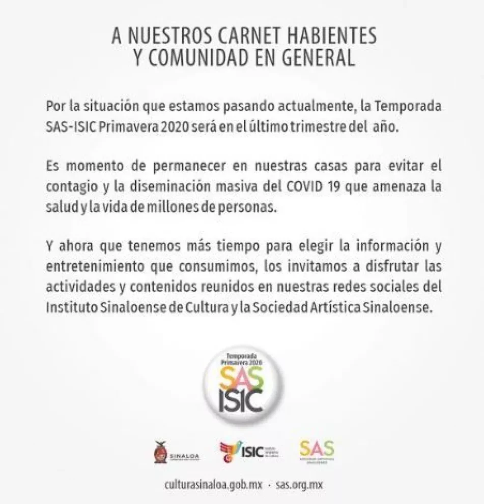 Temporada SAS-ISIC Primavera 2020 será a finales de año