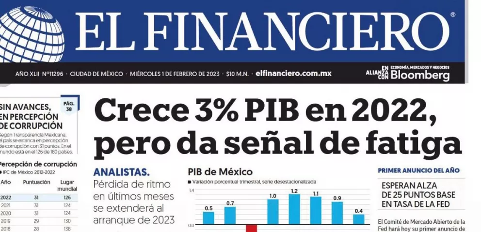 Portadas de los principales periódicos de México.