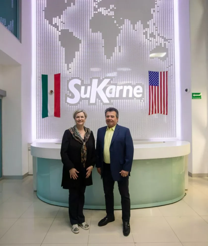 Julie Anna Potts, Presidenta y Directora Ejecutiva del North American Meat Institute (NAMI) y Jesús Vizcarra Calderón, Presidente y Director General de SuKarne.