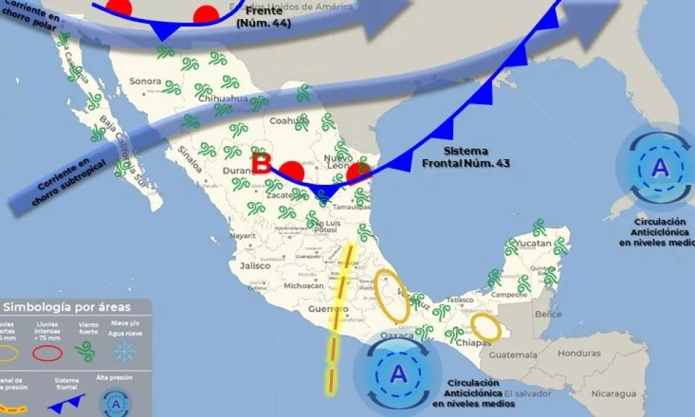 Clima en México 25 de marzo, lloverá fuerte en  Puebla, Veracruz, Oaxaca y Chiapas.