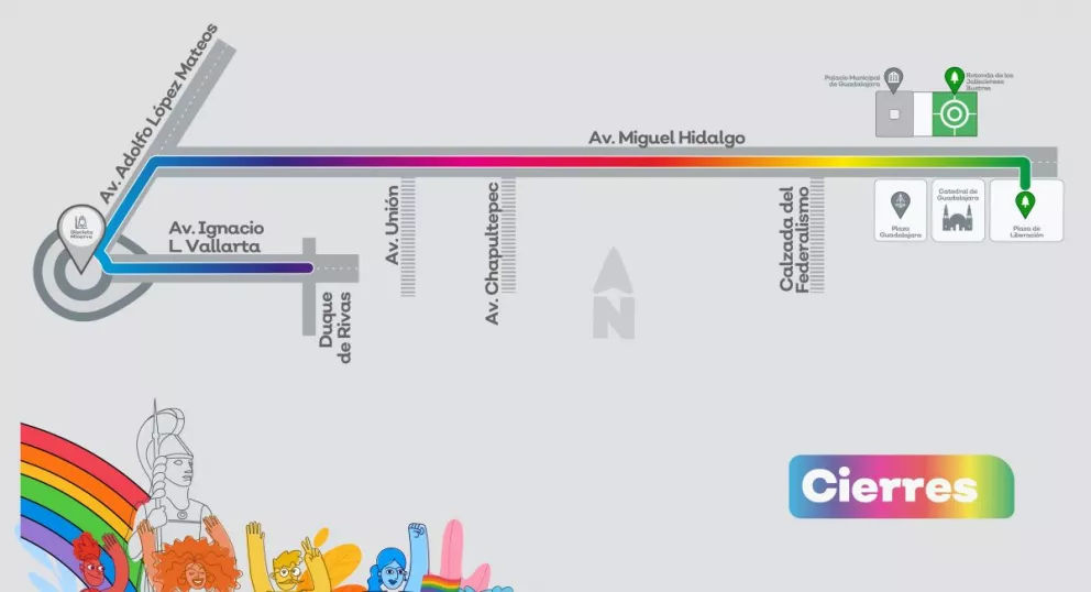 Debido al evento Guadalajara Pride 2023 en la colonia americana, varias rutas del transporte público detendrán su recorrido al paso del contingente 