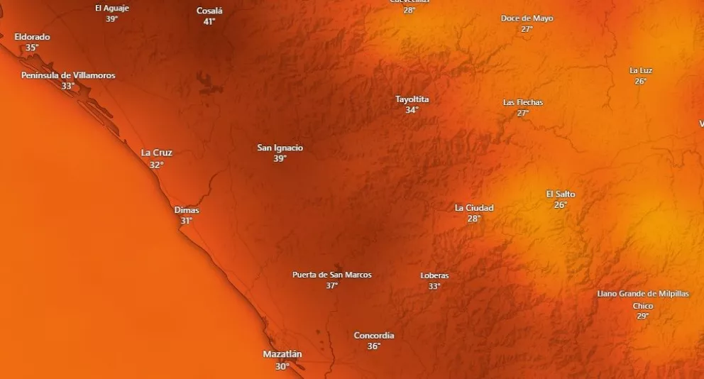 Así las temperaturas este 13 de junio en Sinaloa; Sinaloa de Leyva y Badiraguato los más intensos.