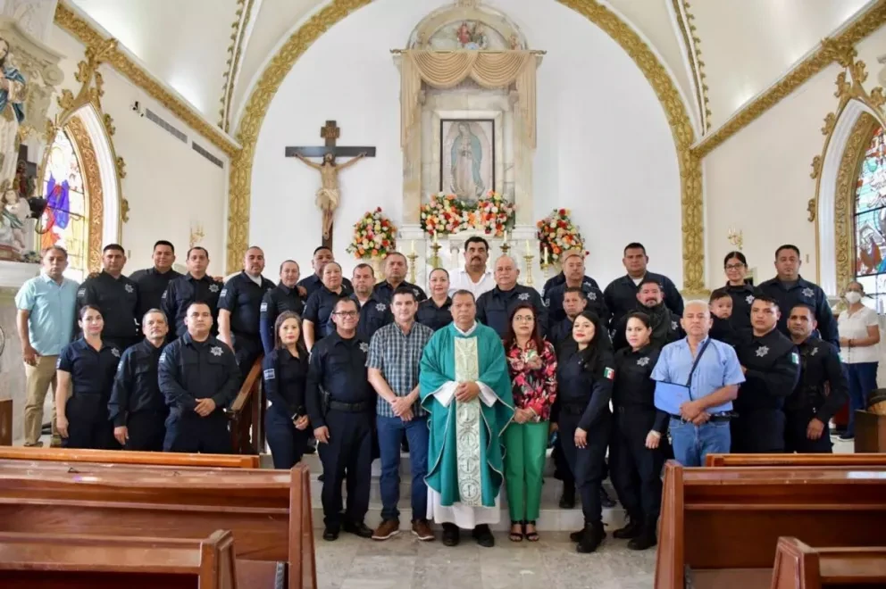 Misa por el Día del Policía en Salvador Alvarado. Foto: Cortesía