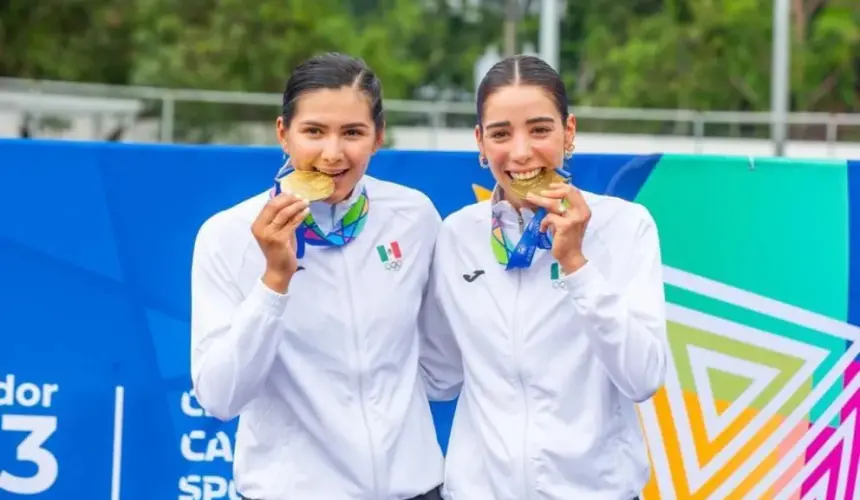 Las ciclistas sinaloenses Yareli Salazar y Antonieta Gaxiola ganan medalla de oro en los Juegos Centroamericanos y del Caribe San Salvador 2023, en la prueba de Madison.