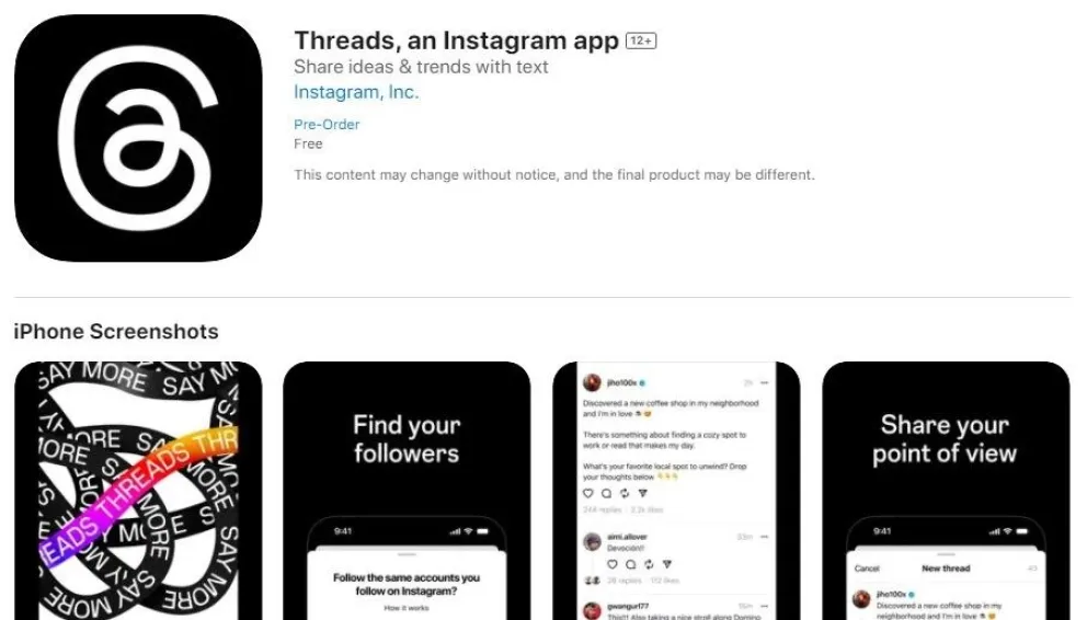 Threads es la nueva aplicación creada por Meta, que es parecida a Twitter. Foto: Cortesía