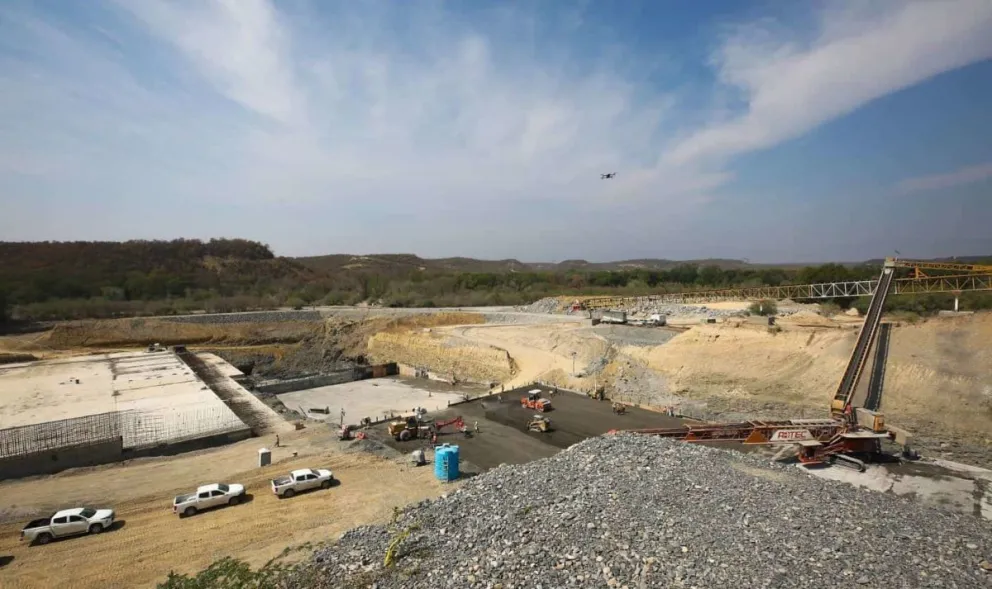 Aceleran los trabajos de la presa Libertad en Nuevo León. Foto: Cortesía