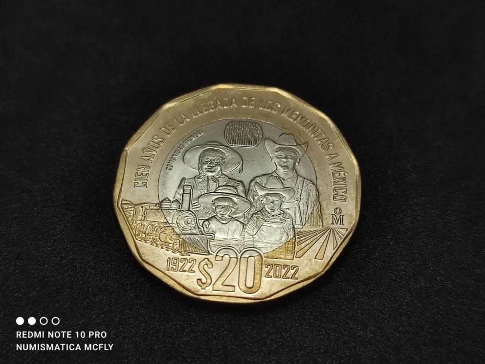 Venden en casi un millón de pesos la moneda conmemorativa de 20 pesos de la llegada de la comunidad menonita. Foto: Cortesía