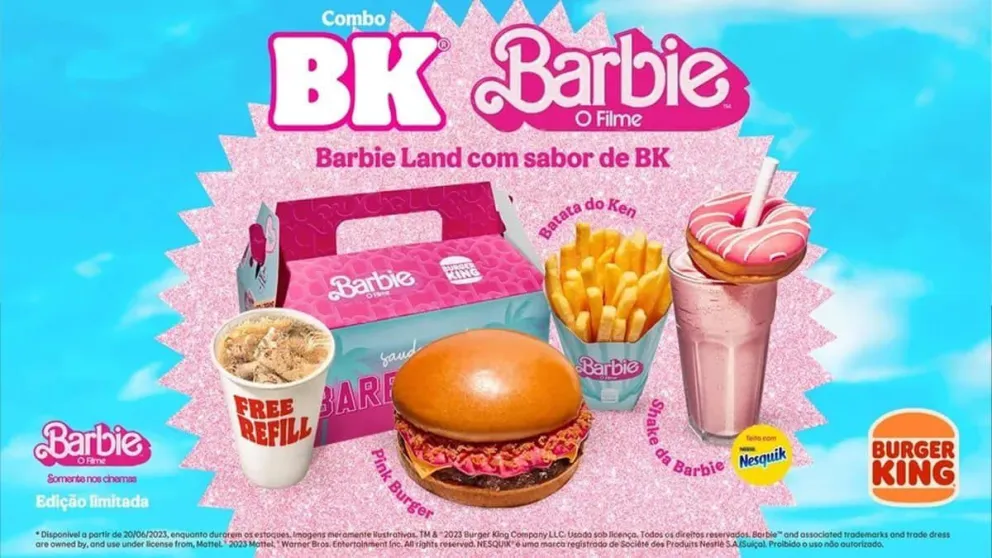 Hamburguesa y batido rosa, edición Barbie en Burger King. Foto: Cortesía