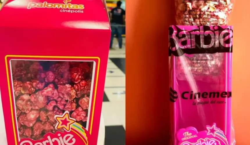 Palomitas rosas de Barbie de Cinemex VS Cinépolis, checa el precio y sabor que tienen. Foto: Cortesía