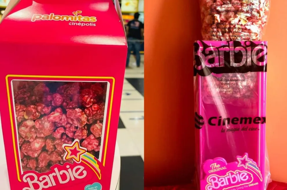 Palomitas rosas de Barbie de Cinemex VS Cinépolis, checa el precio y sabor que tienen. Foto: Cortesía