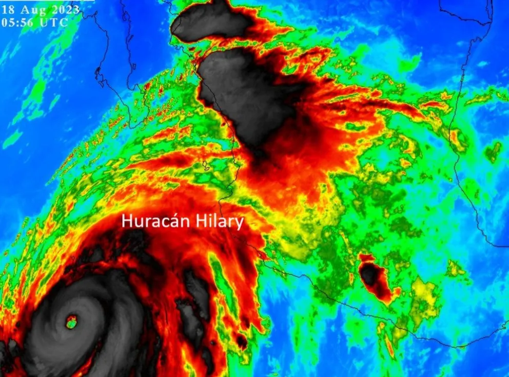 El huracán Hilary alcanza categoría 4 este viernes. Foto: Metmex