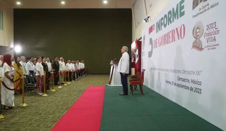 El presidente presentó su Quinto Informe de Gobierno desde Campeche ante alrededor de 500 invitados. Foto: Presidencia