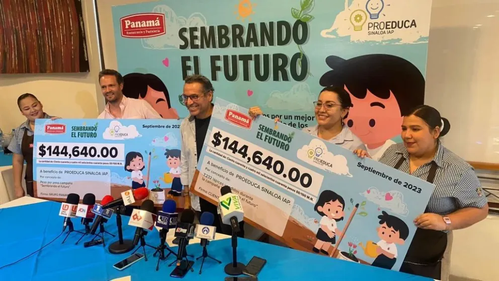 Grupo Panamá entrega $144,640 a Proeduca Sinaloa en la campaña Sembrando el Futuro