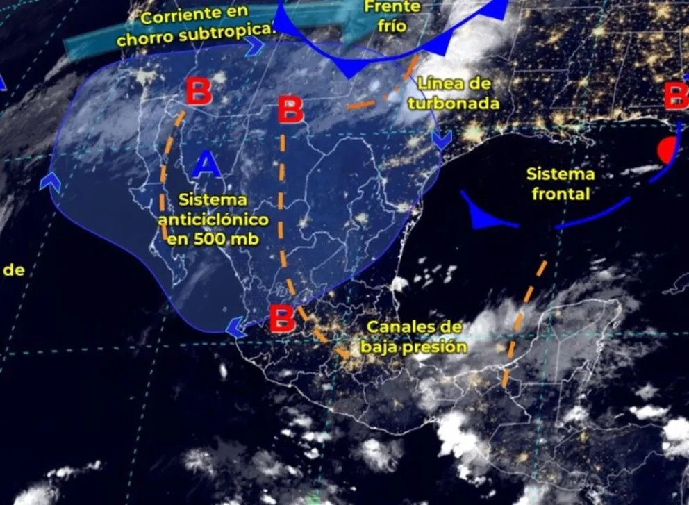 Un nuevo frente frío se aproxima a la frontera norte de México este lunes. Imagen: Conagua