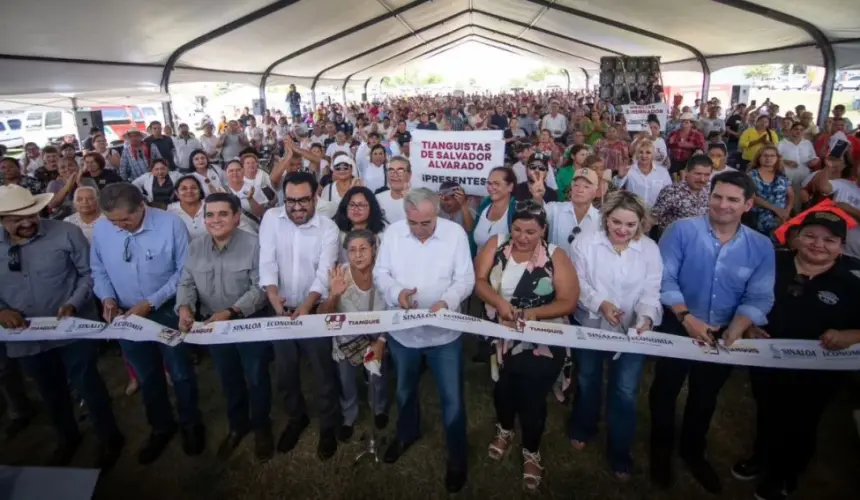 Acto inaugural del lanzamiento del programa estatal Nuestro Tianguis, que tuvo como escenario el parque lineal del bulevar Agricultores en Culiacán.