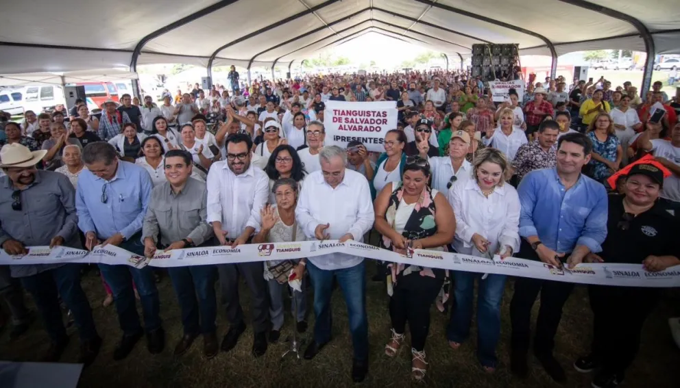 Acto inaugural del lanzamiento del programa estatal Nuestro Tianguis, que tuvo como escenario el parque lineal del bulevar Agricultores en Culiacán.