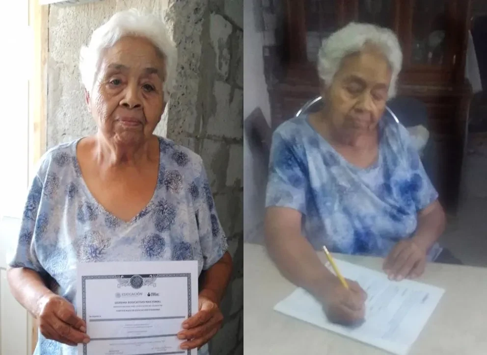 Carmen García Martínez, de 73 años de edad, concluyó la primaria. Foto: Cortesía