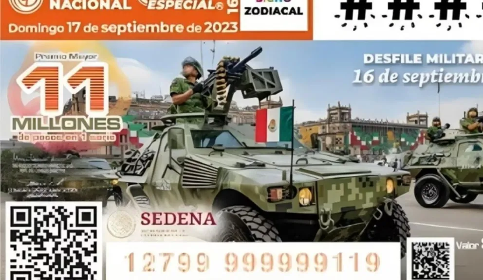 El billete de este Sorteo Zodiaco Especial fue alusivo al Desfile Militar del 16 de septiembre. Foto: Lotenal