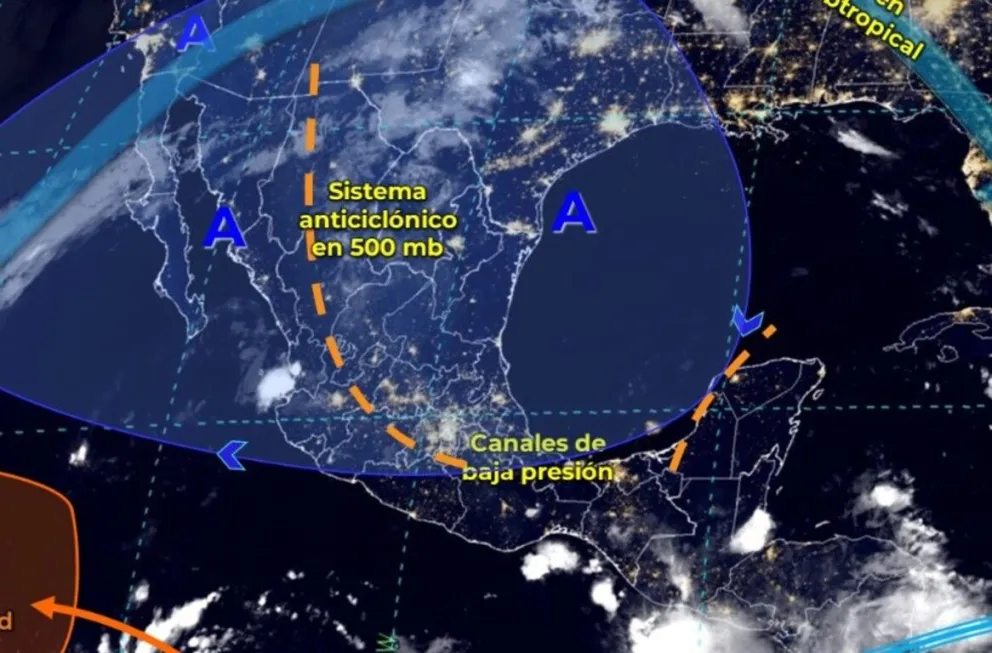 El SMN prevé lluvias fuertes en varias regiones de México provocadas por canales de baja presión. Imagen: Conagua