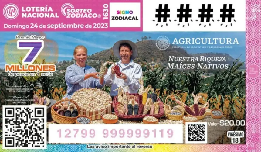 El Sorteo Zodiaco 1630 tuvo un billete alusivo a la celebración de Nuestra Riqueza Maíces Nativos. Foto: Lotería Nacional