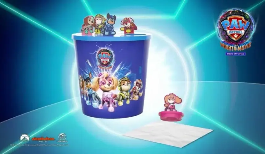 Venta de la palomera de Paw Patrol la Súper Película en Cinépolis y su precio. Foto: Vasos de Cine y Colecciones