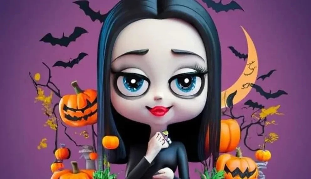 listado de nombres de hombres y mujeres en 3D con la temática de Halloween.