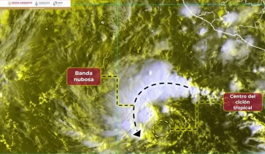 La tormenta Lidia propiciará lluvias fuertes en el occidente de México. Imagen: Conagua