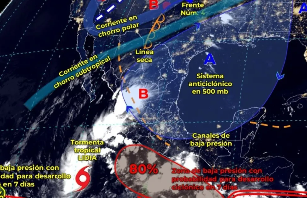 Siguen las lluvias por tormenta Lidia en México: pronóstico del clima hoy miércoles 4 de octubre