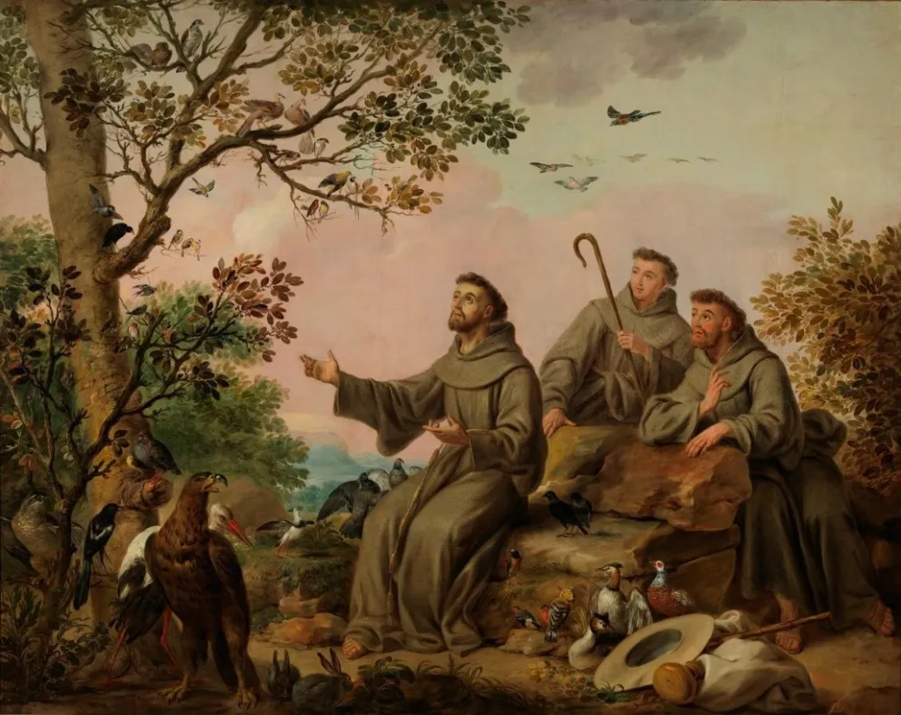 Se dice que San Francisco de Asís predicaba la palabra de Dios a los animales, como se observa en esta pintura de Antonio Carnicero. Imagen: Museo del Prado