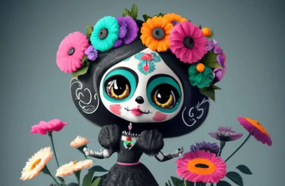 Lista de diseños en 3D de nombres de mujeres con temática de Catrina, realizados por la inteligencia artificial. Foto: Cortesía