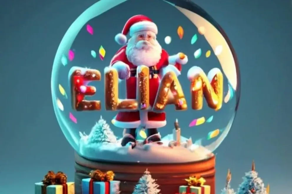 Nombres con temática de Navidad en diseño 3D, realizado por la inteligencia artificial. Foto: Cortesía