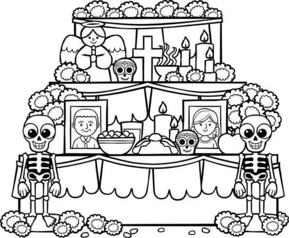 Dibujas para descargar y colorear del Día de Muertos.