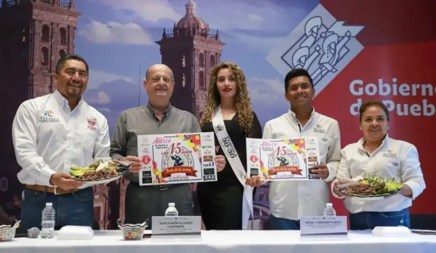 Anuncian autoridades la edición 15 de la Feria de la Cecina de Atlixco, en Puebla 2023. Foto: Cortesía