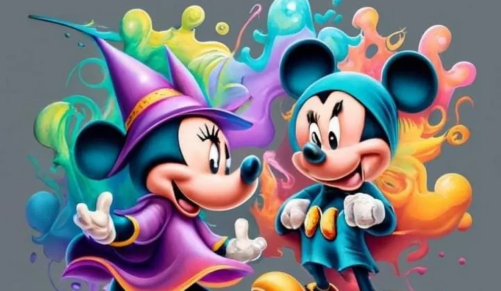 Diseños 3D con nombres de niña y niño con los personajes de Minnie y Mickey Mouse, elaborados por la inteligencia artificial. Foto: Cortesía