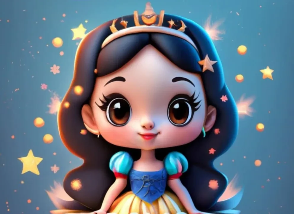 Listado de nombres de mujer y niña en 3D con diseño de Blancanieves y el personaje de Stitch. Foto: Cortesía