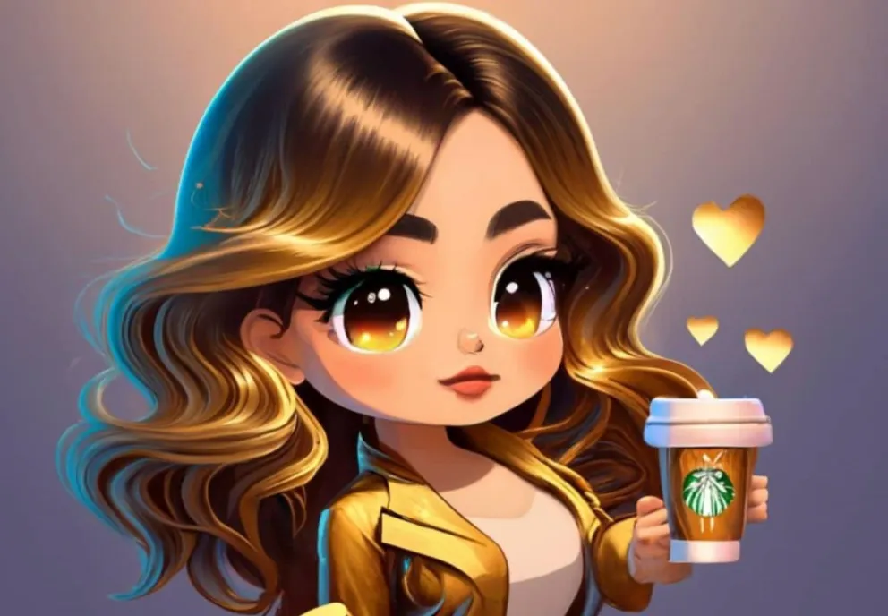 Nombres de niña y mujer en 3D con la temática de café de Starbucks y Moana, creados en Ideogram ai. Foto: Cortesía
