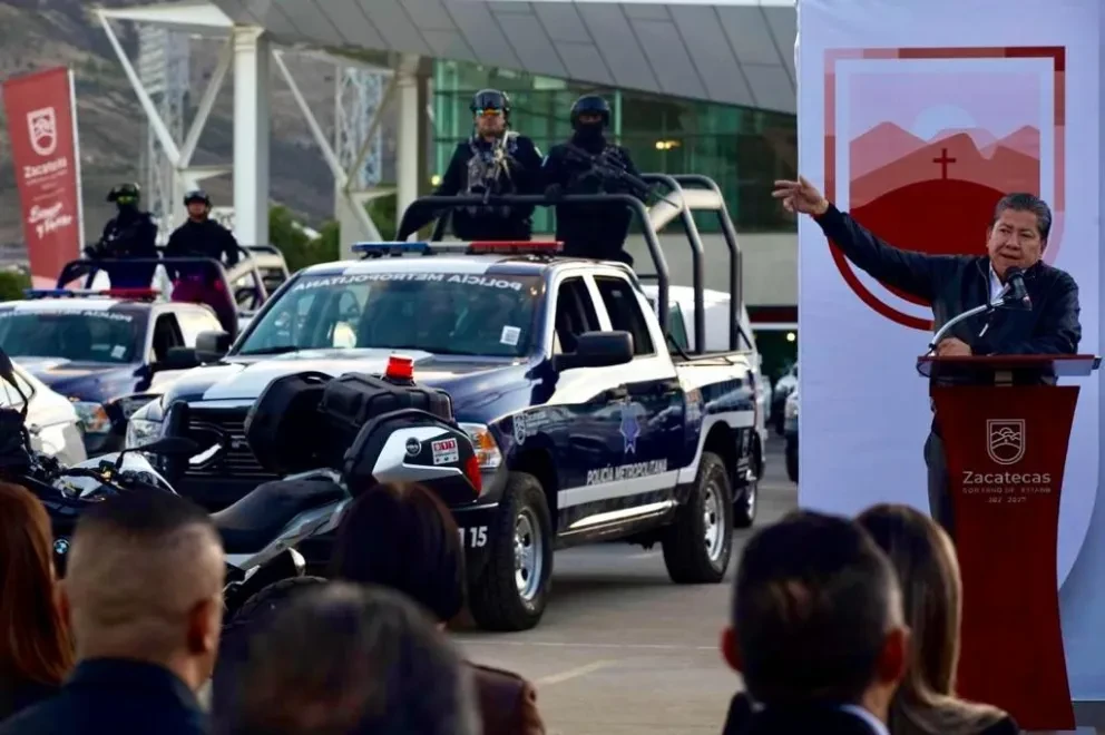 Aspectos del evento donde se entregaron las patrullas a los policías de Zacatecas. Foto: Cortesía