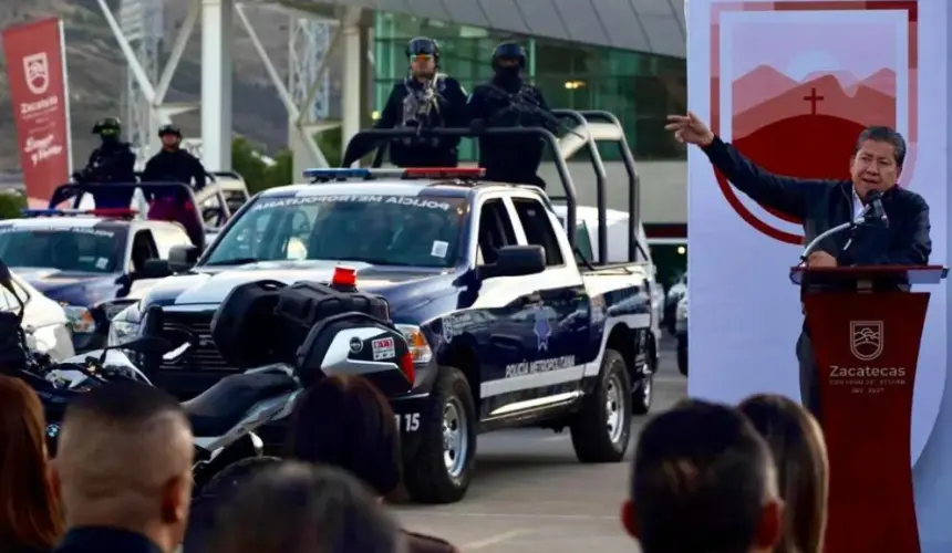 Aspectos del evento donde se entregaron las patrullas a los policías de Zacatecas. Foto: Cortesía