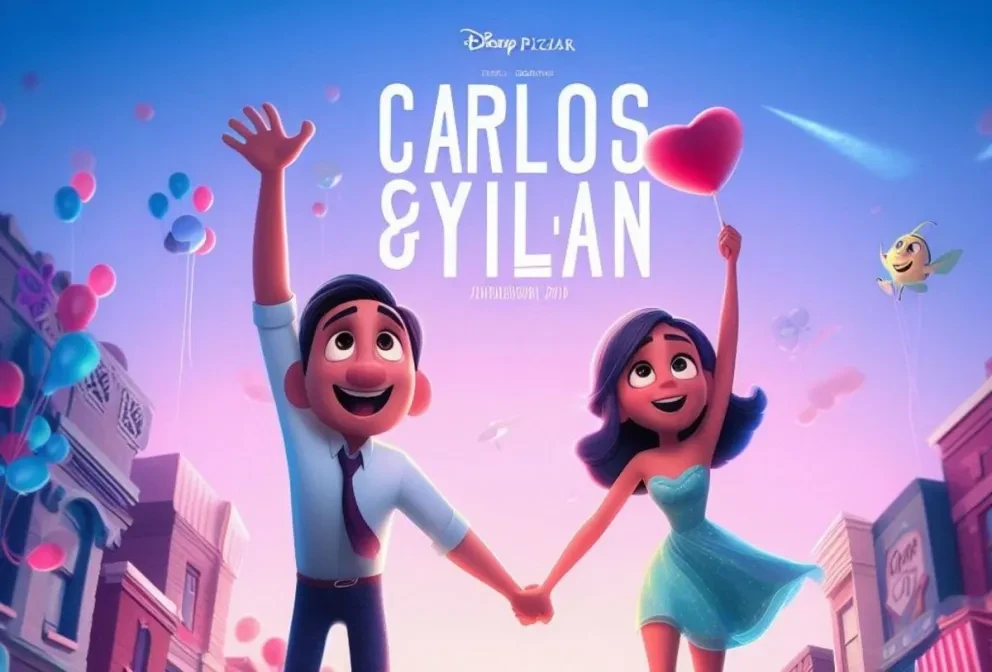Nombres de pareja en diseño 3D al estilo de Disney-Pixar. Foto: Cortesía