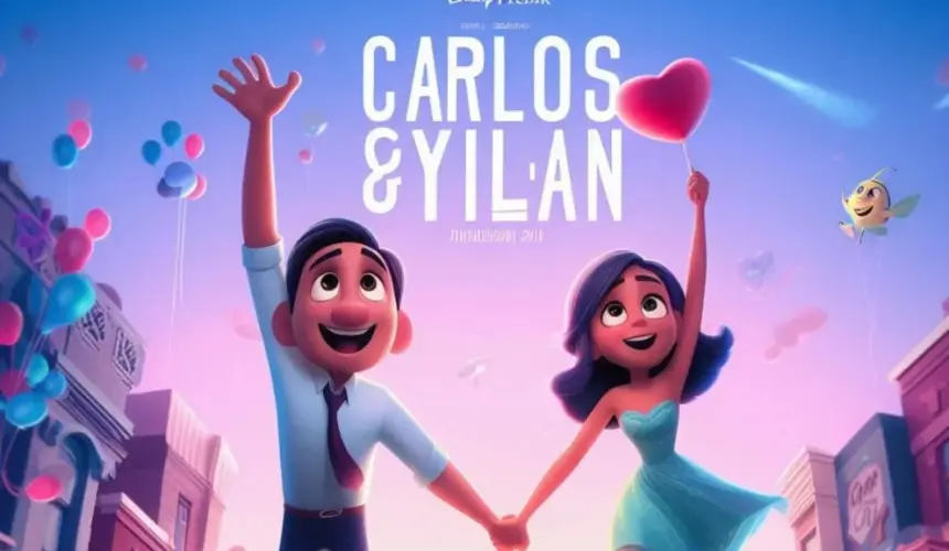 Nombres de pareja en diseño 3D al estilo de Disney-Pixar. Foto: Cortesía