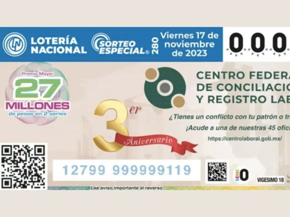 Ganadores Sorteo Especial 280 del viernes 17 de noviembre de 2023