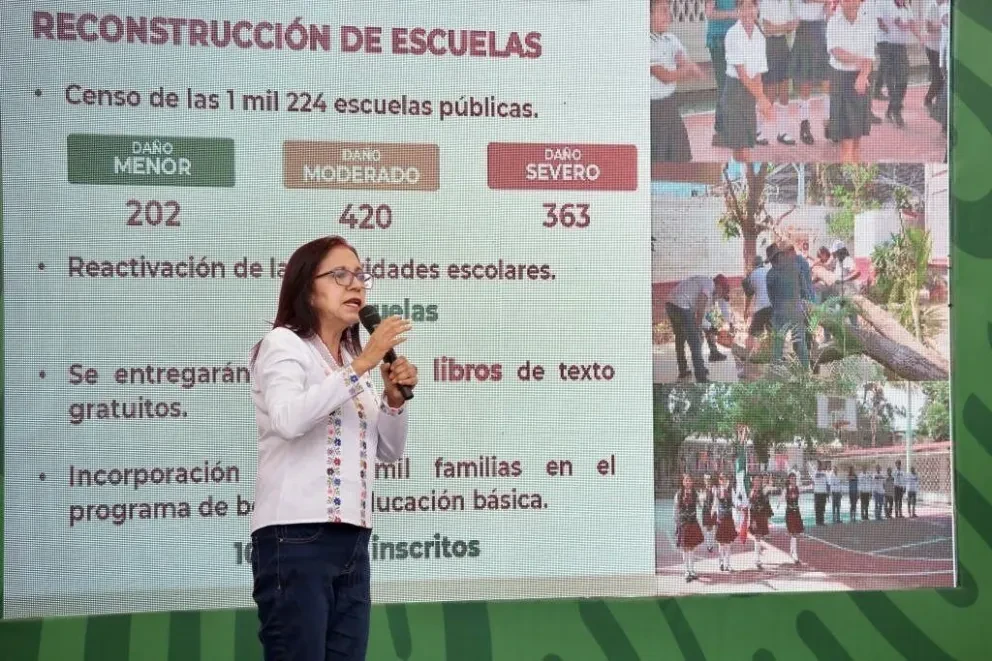 Vuelven las clases escolares a127 planteles tras el paso de Otis en Acapulco y Coyuca de Benítez.