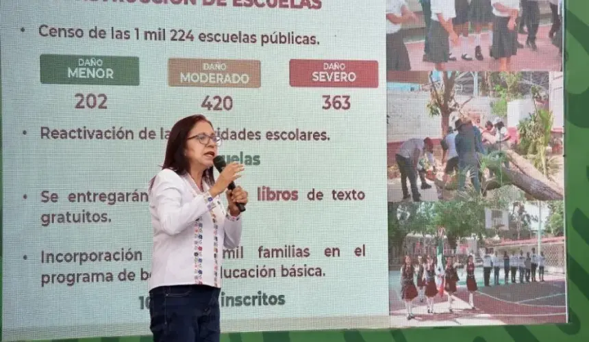 Vuelven las clases escolares a127 planteles tras el paso de Otis en Acapulco y Coyuca de Benítez.