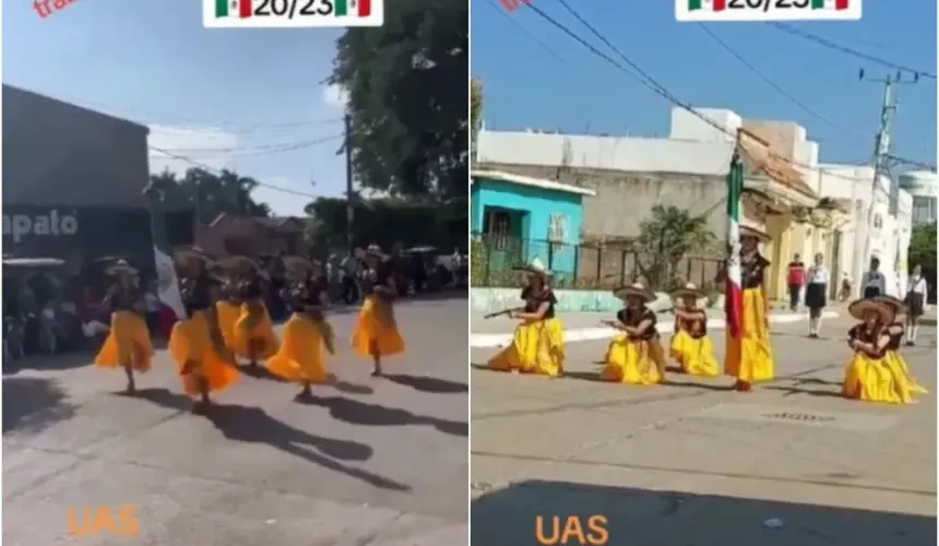 ¡Muy originales! Escolta de adelitas de la UAS se lucen en desfile de la Revolución Mexicana en Eldorado