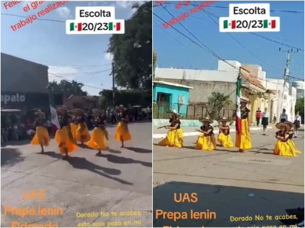 ¡Muy originales! Escolta de adelitas de la UAS se lucen en desfile de la Revolución Mexicana en Eldorado